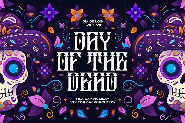 Day of the dead vector background, Mexican skull decorative pattern