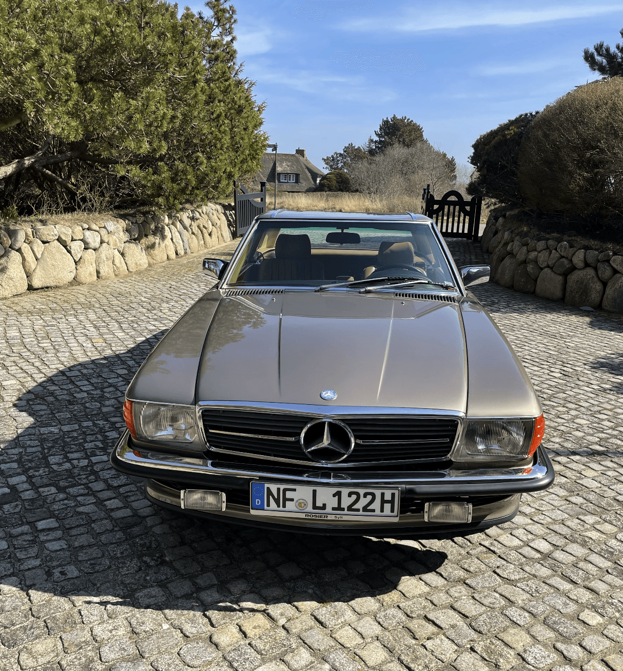 Glass of white wine held on a table