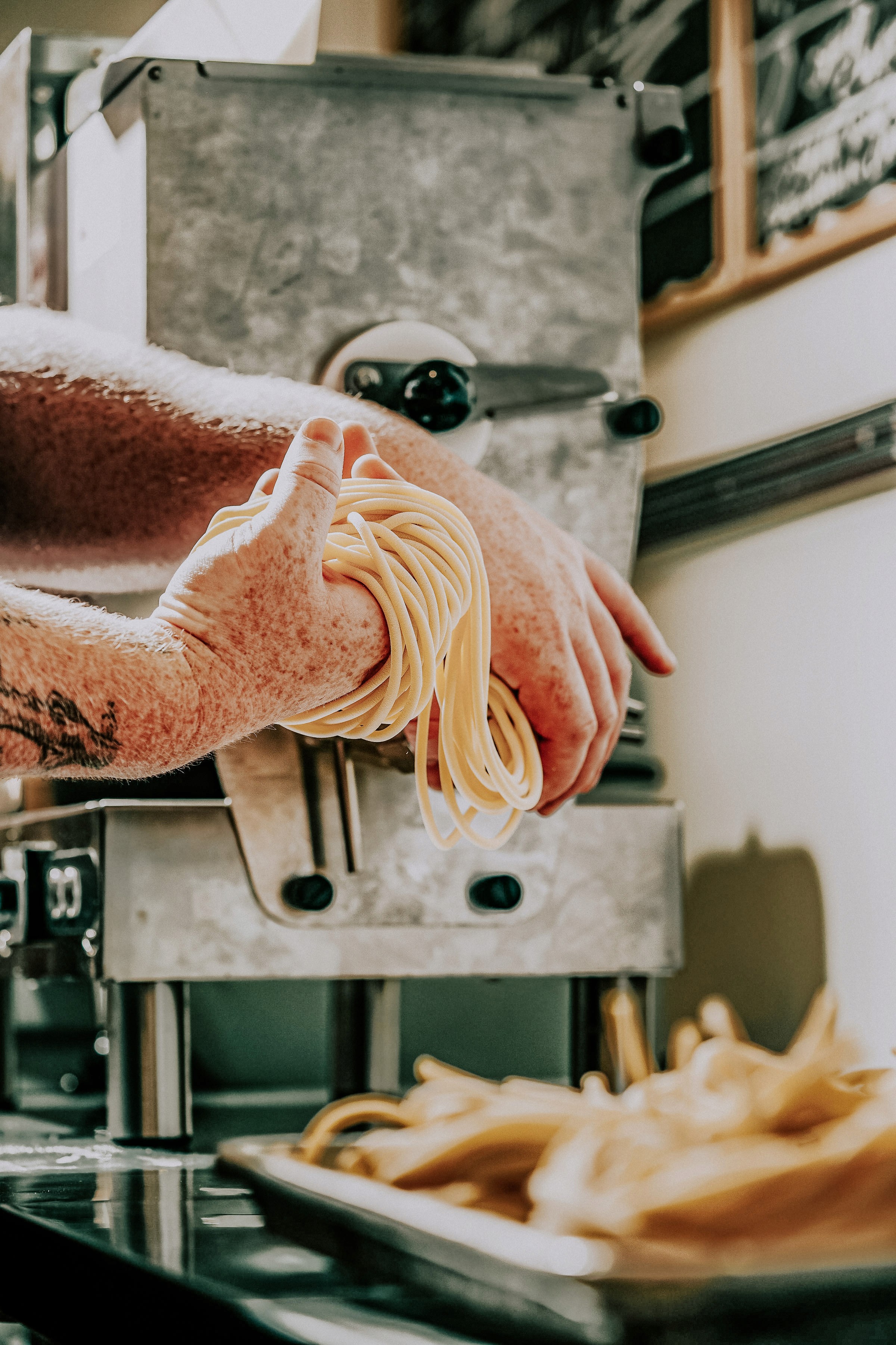 House-made dough fermented in-house for Roman-style pizza at Vacanza Romana.