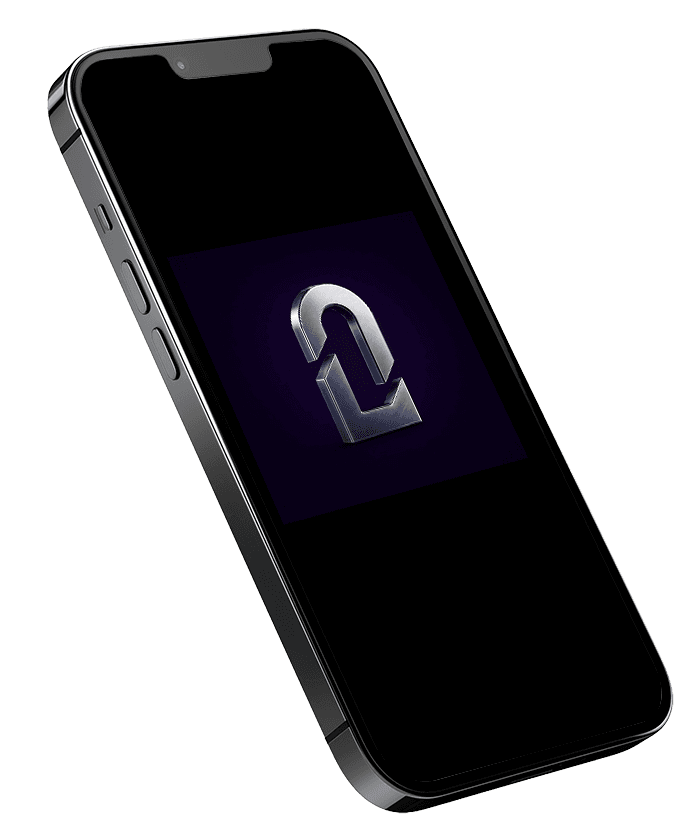 Smartphone displaying a dark screen with a 3D lock icon, emphasizing digital security.