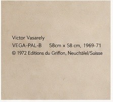 Verso of Victor Vasarely VEGA-PAL-B, © 1972 Éditions du Griffon, Neuchâtel