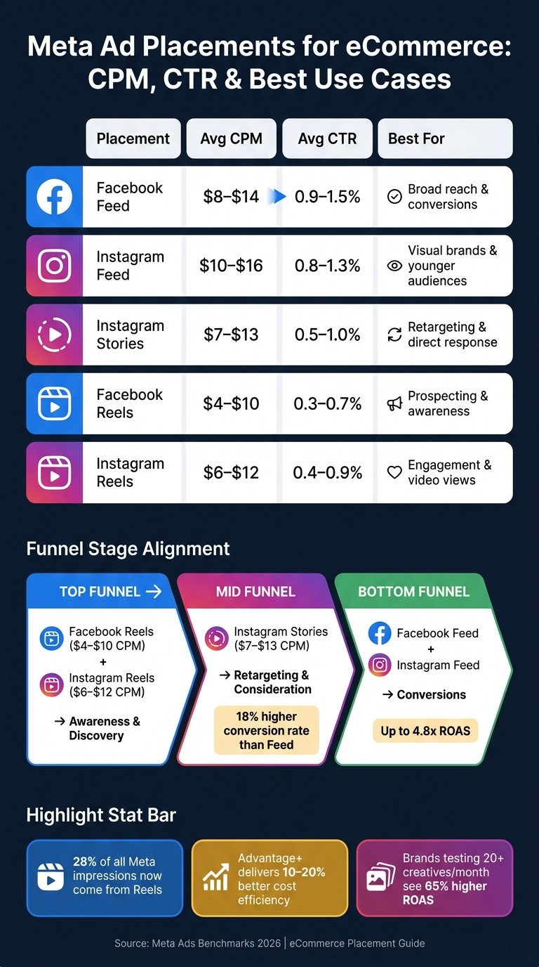 Meta Ad Placements for eCommerce: CPM, CTR & Best Use Cases