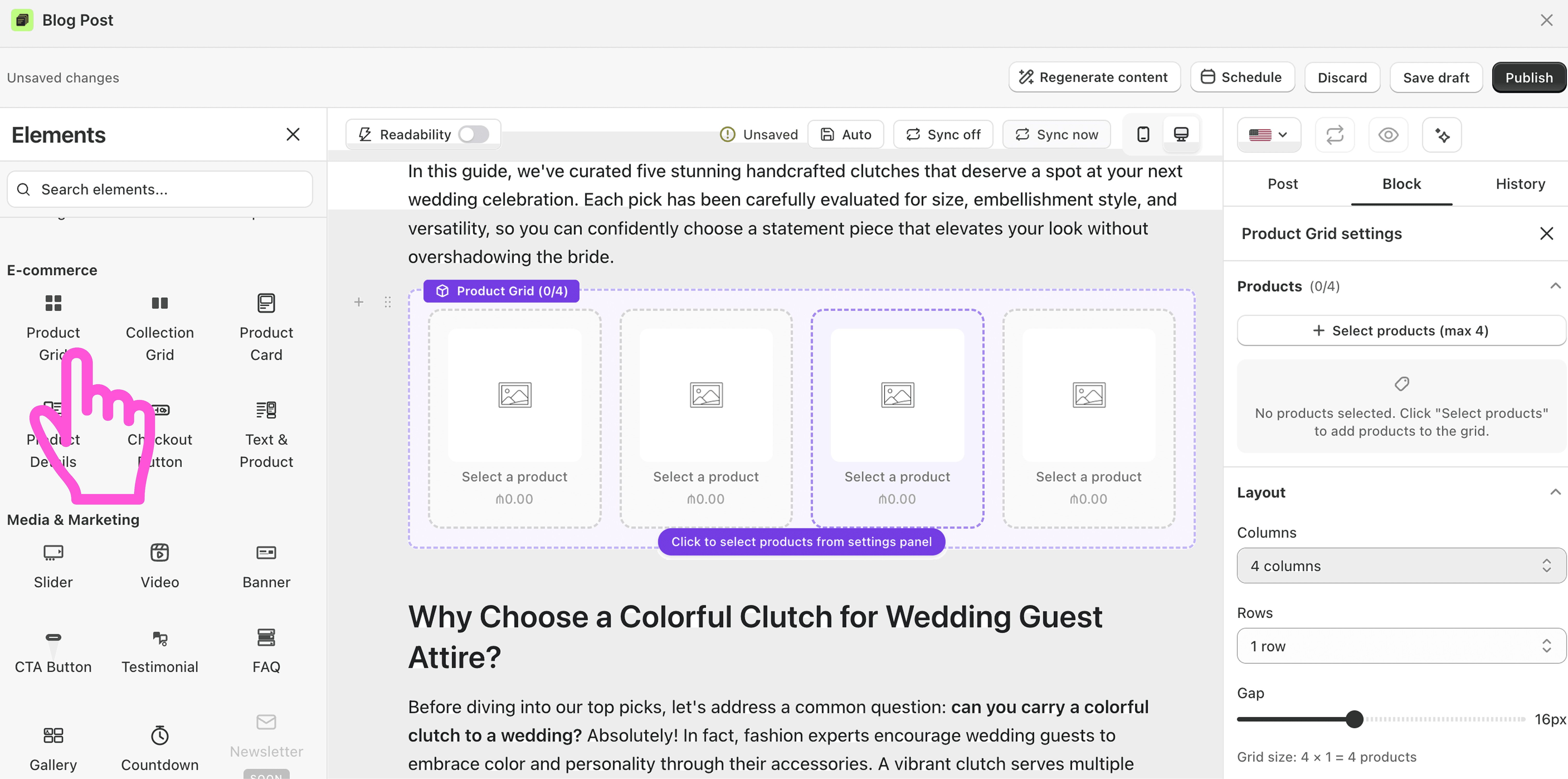 How to add multiple products to a blog post in Shopify?
