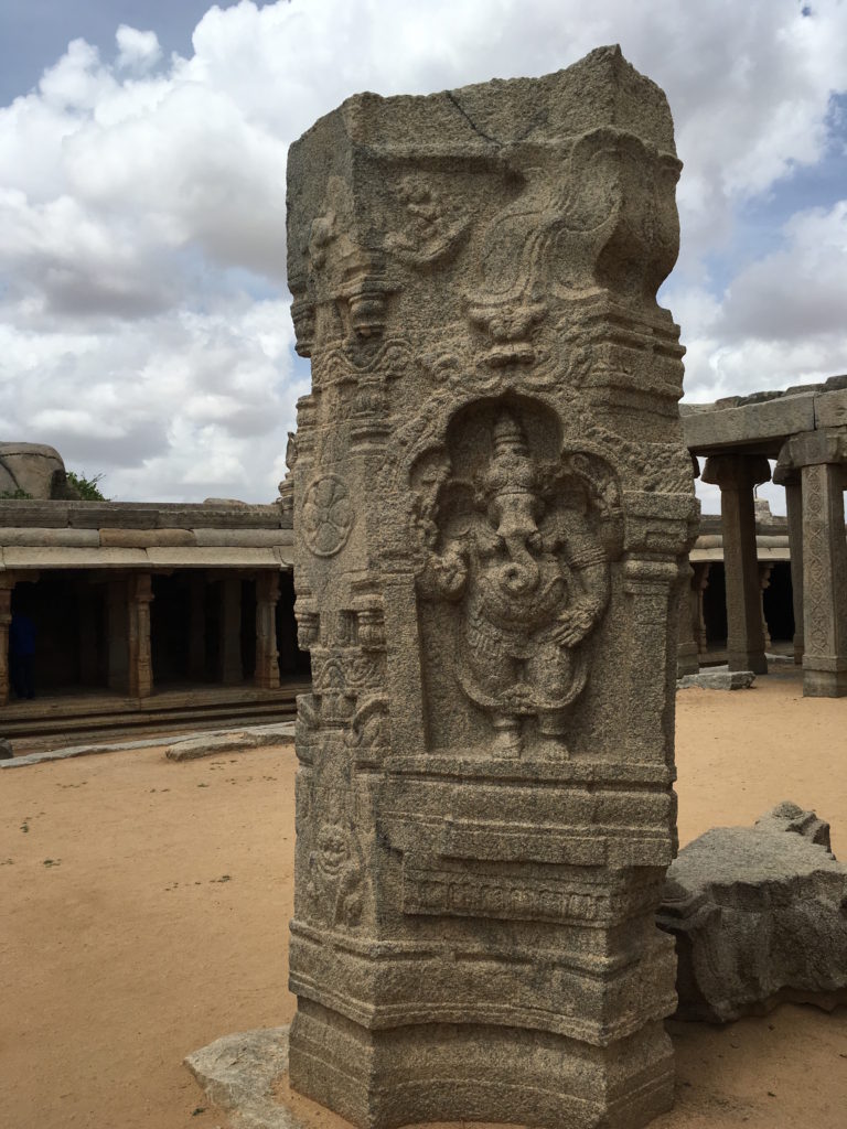 An exquisitely carved Ganesha on a pillar of Veerbhadra temple at Lepakshi