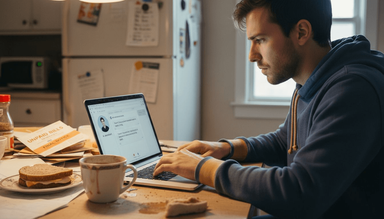 Man chatting with AI for emotional support