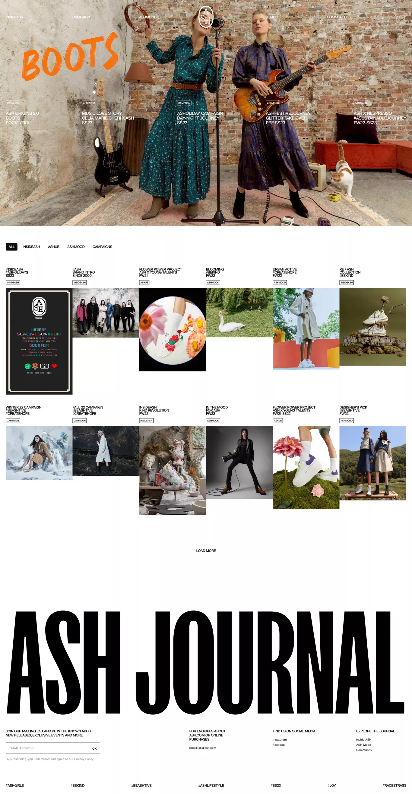 Ash other page screenshot showcasing Design and Fashion design