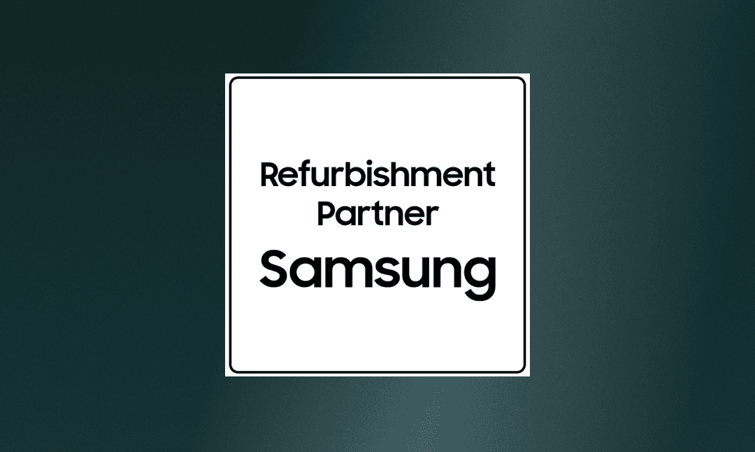 Official logo "partner refurbisher Samsung" on a green background