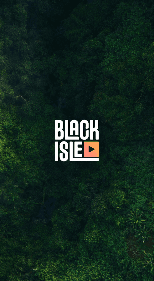 Black Isle Collective logo over aerial view of lush tropical rainforest, representing premium video content production in Bali.