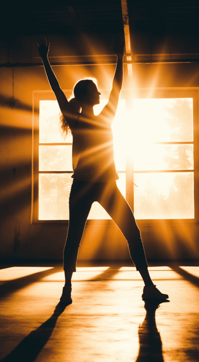 Focused woman in a sunlit room, symbolizing mindfulness, clarity, and attention improvement in daily life.