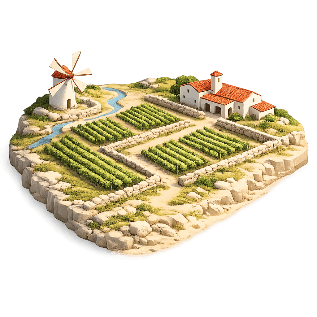 Artistic illustration of the Lisboa wine region.