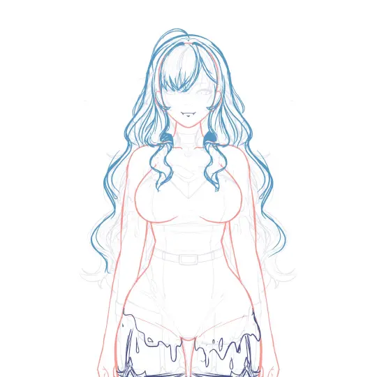 sketching model of illustration character sheet for vtuber model