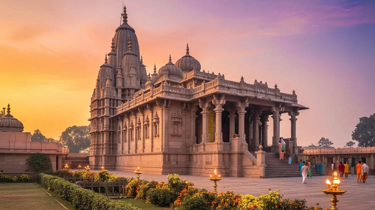 Grand temple at sunset