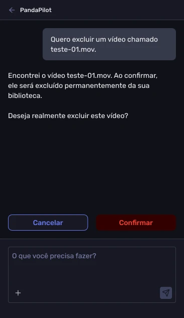 Panda Pilot - Confirmar Ação