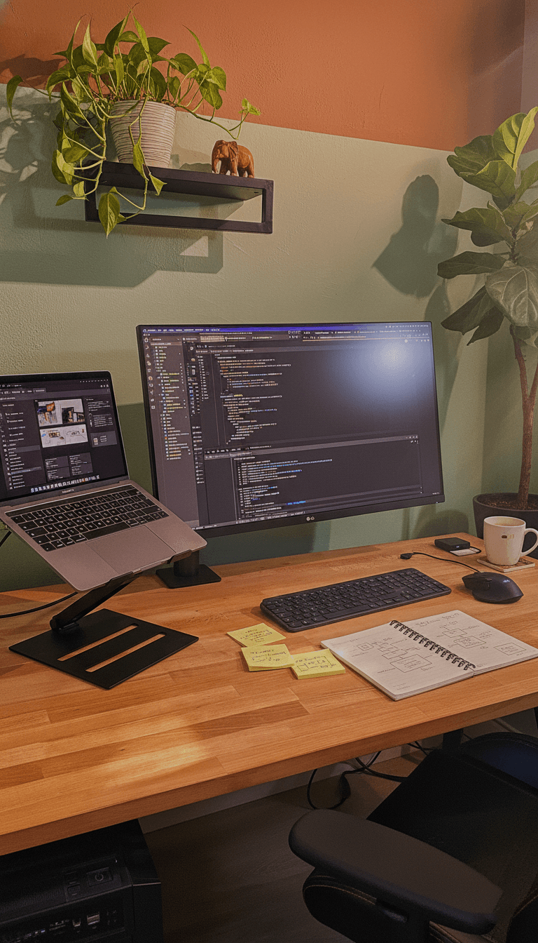 Image of a designer working on multiple computers