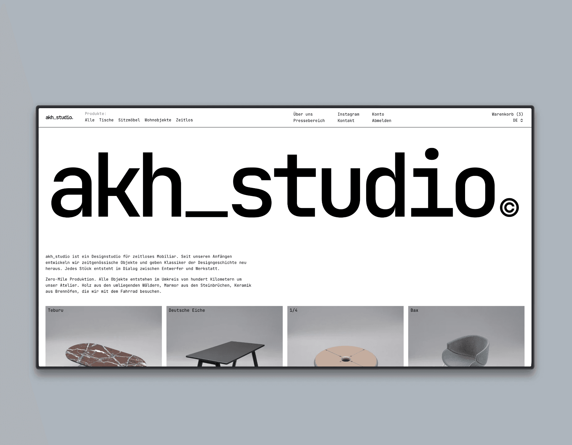 Beispiel eines Headless Setup: Wix Stores mit Next.js für Projekt "akh_studio"