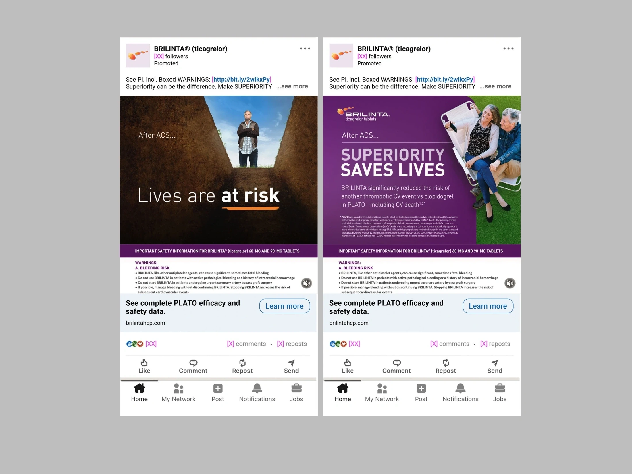 BRILINTA social media campaign creative and storyboards for AstraZeneca