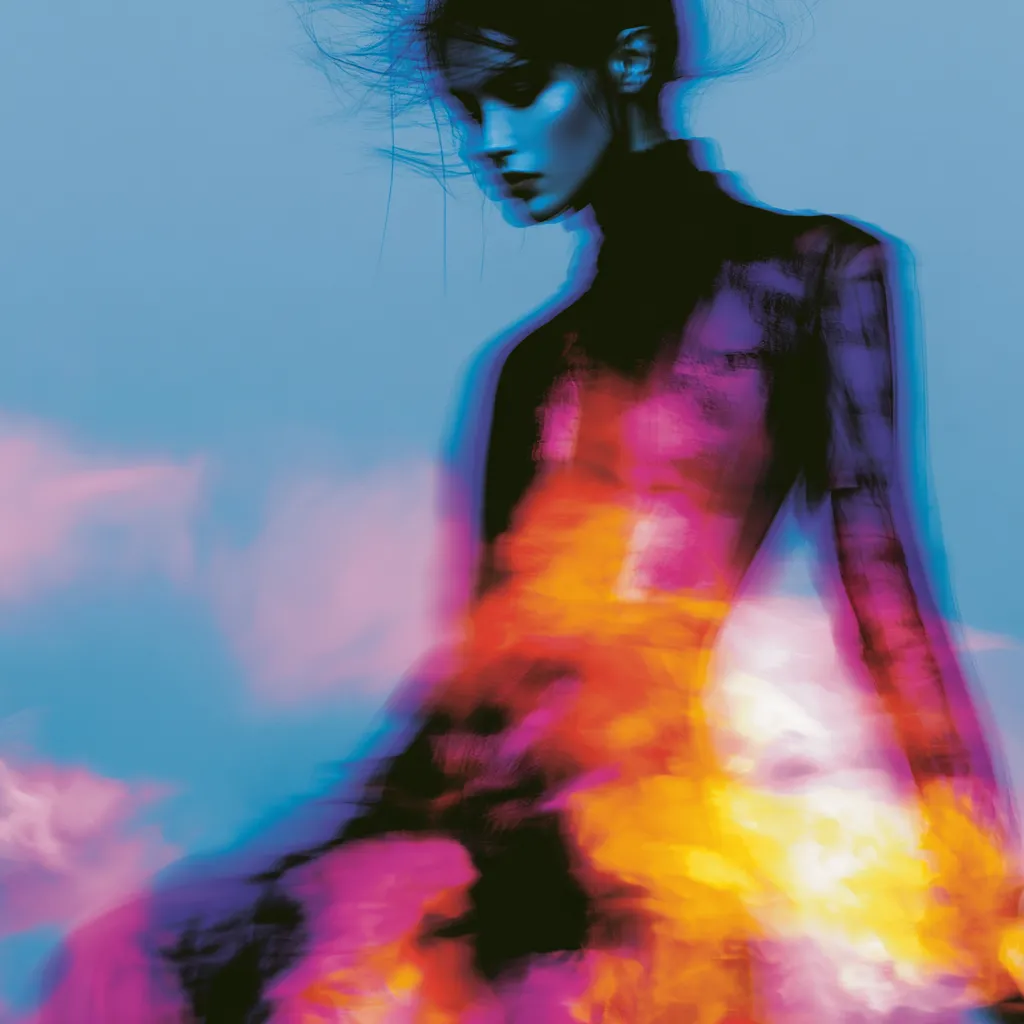 Cover della playlist Broken Pulse con figura femminile sfocata, glitch cromatico e luce intensa sul corpo.