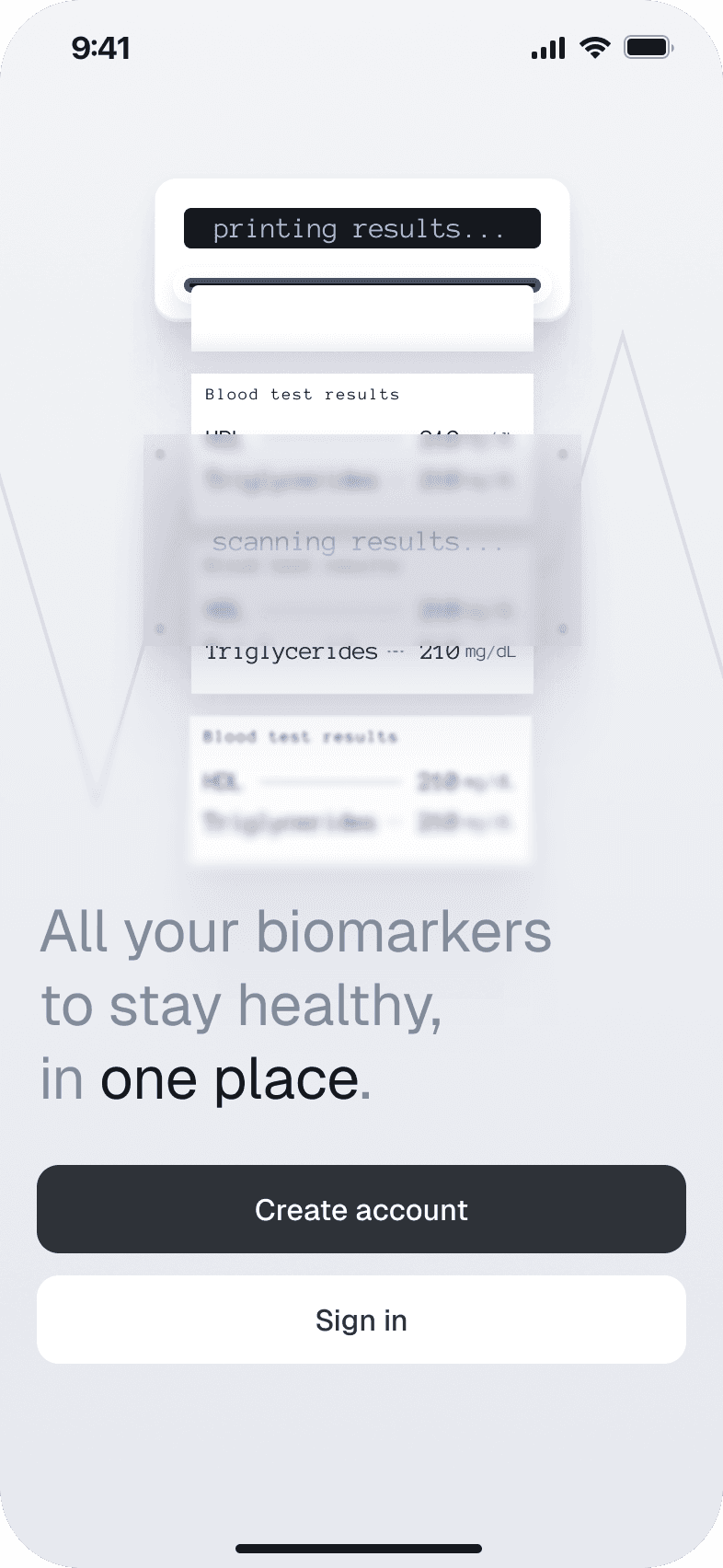 Biomarkers App Mobile App design