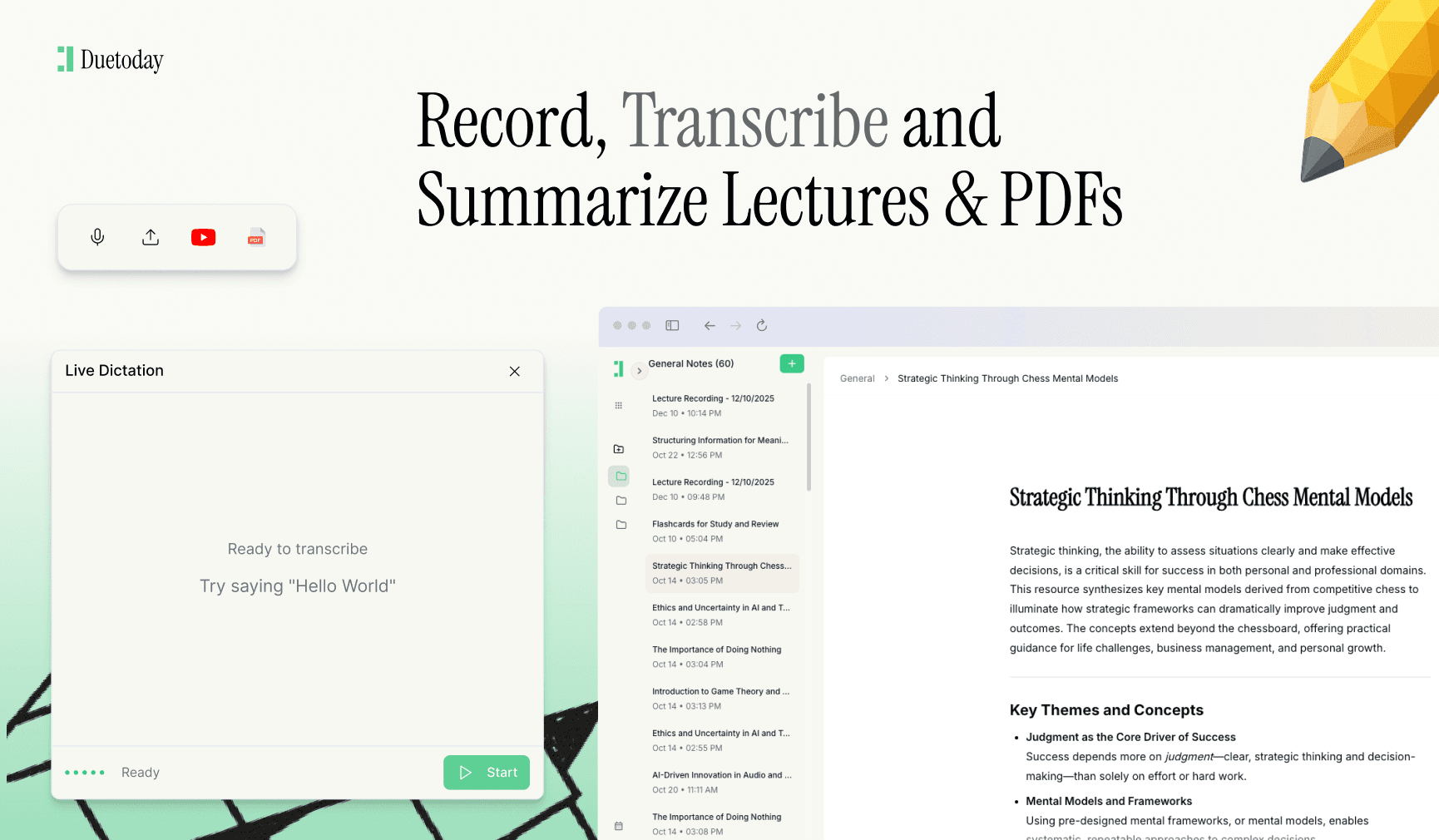 Ads for Duetoday (Saying record and transcribe lectures in real-time)