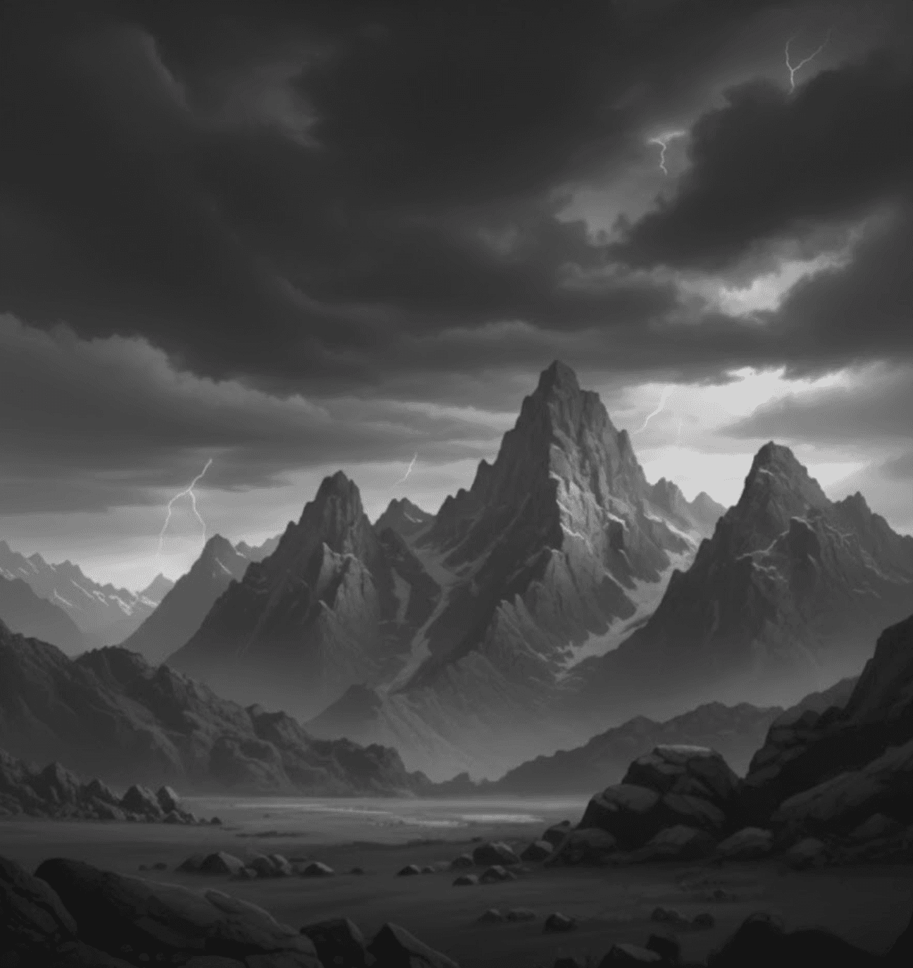 Sceninc monochrome mountain view 2