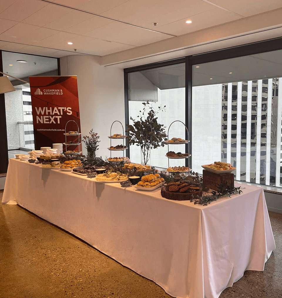 Morning Tea station set up in a Brisbane Corporate Office