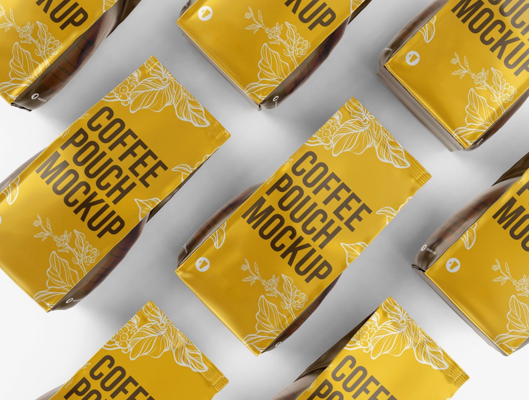 Overhead view of coffee pouches