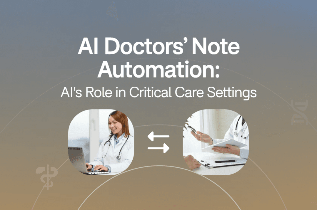 AI solutions for doctors enhancing medical documentation with a physician filling out a medical record alongside a computer and stethoscope