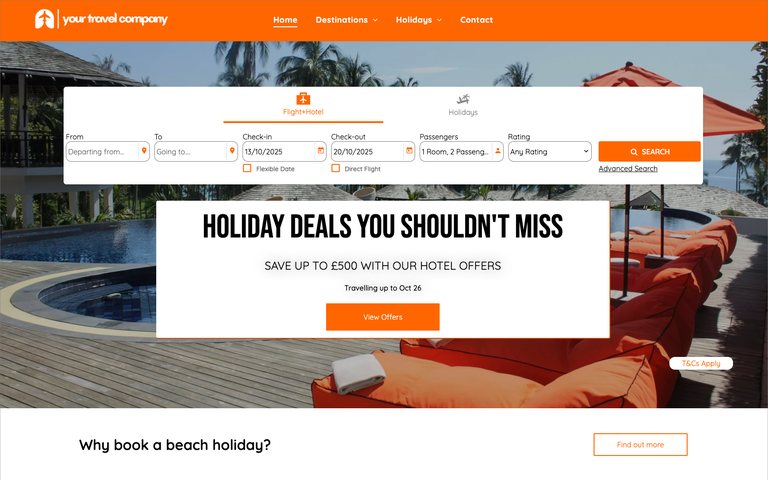 Live travel website built on Travelgenix
