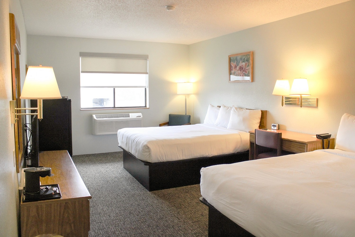 A Double Queen room at Prairie Ridge Inn, Long Prairie, Minnesota