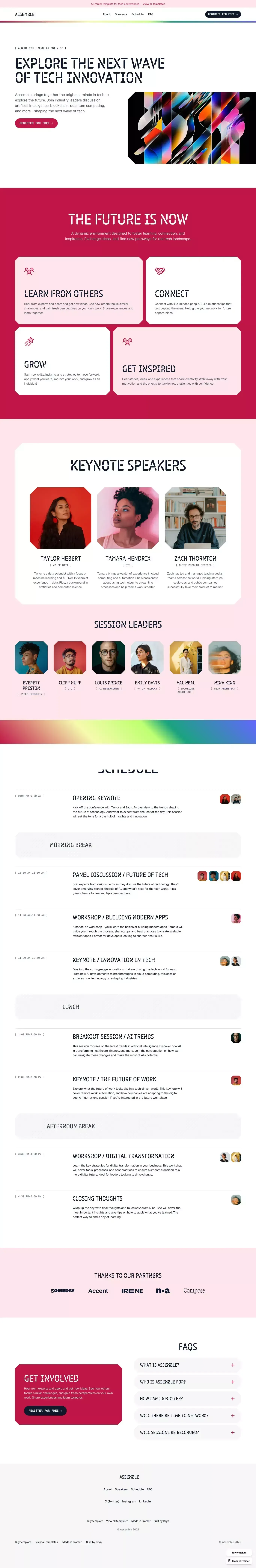 Assemble · Event, Conference & Meetup Te other page screenshot showcasing Event and Tech design