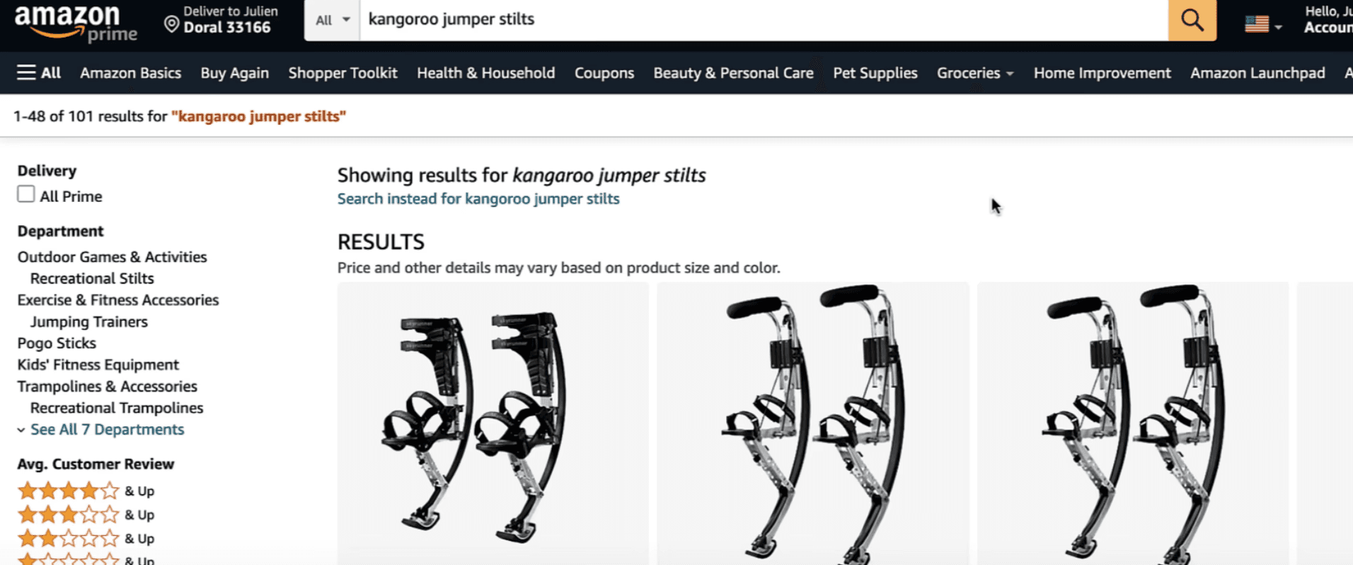 Échasses à Ressort Kangourou sur Amazon