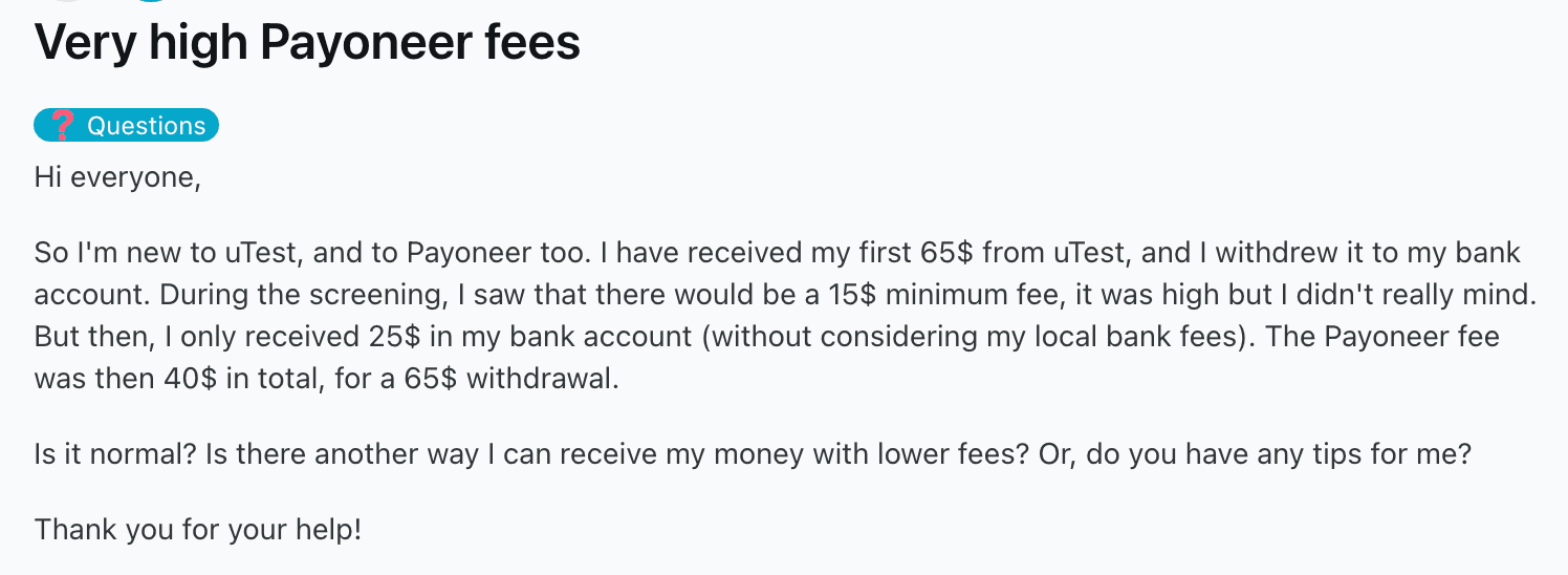 Payoneer review on Reddit