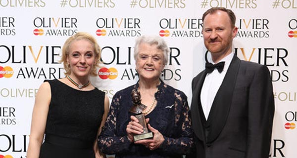 Dame Angela Lansbury wins her first ever Olivier Award for Blithe Spirit.