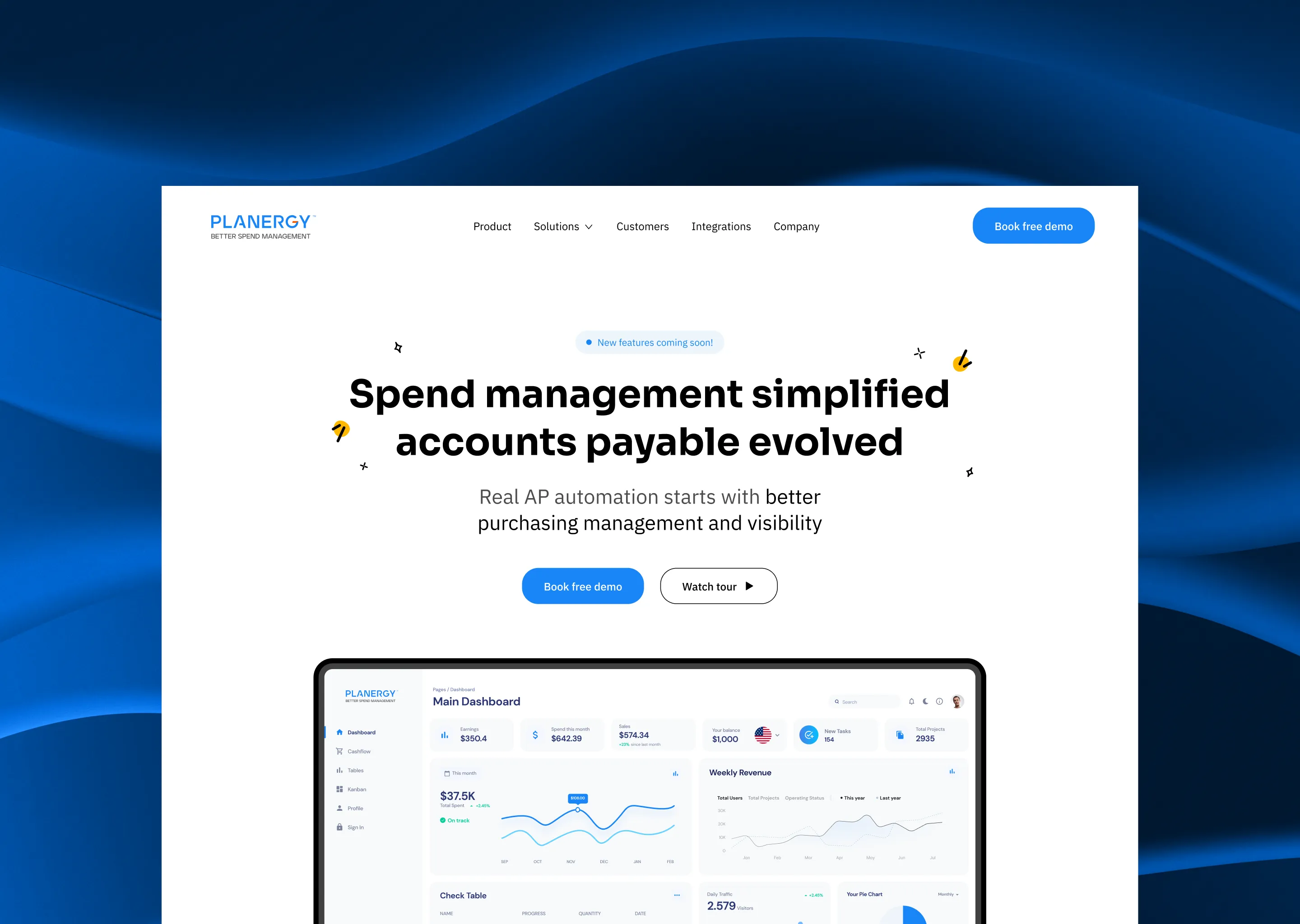 Home Page of Planergy Procure-to-Pay platform