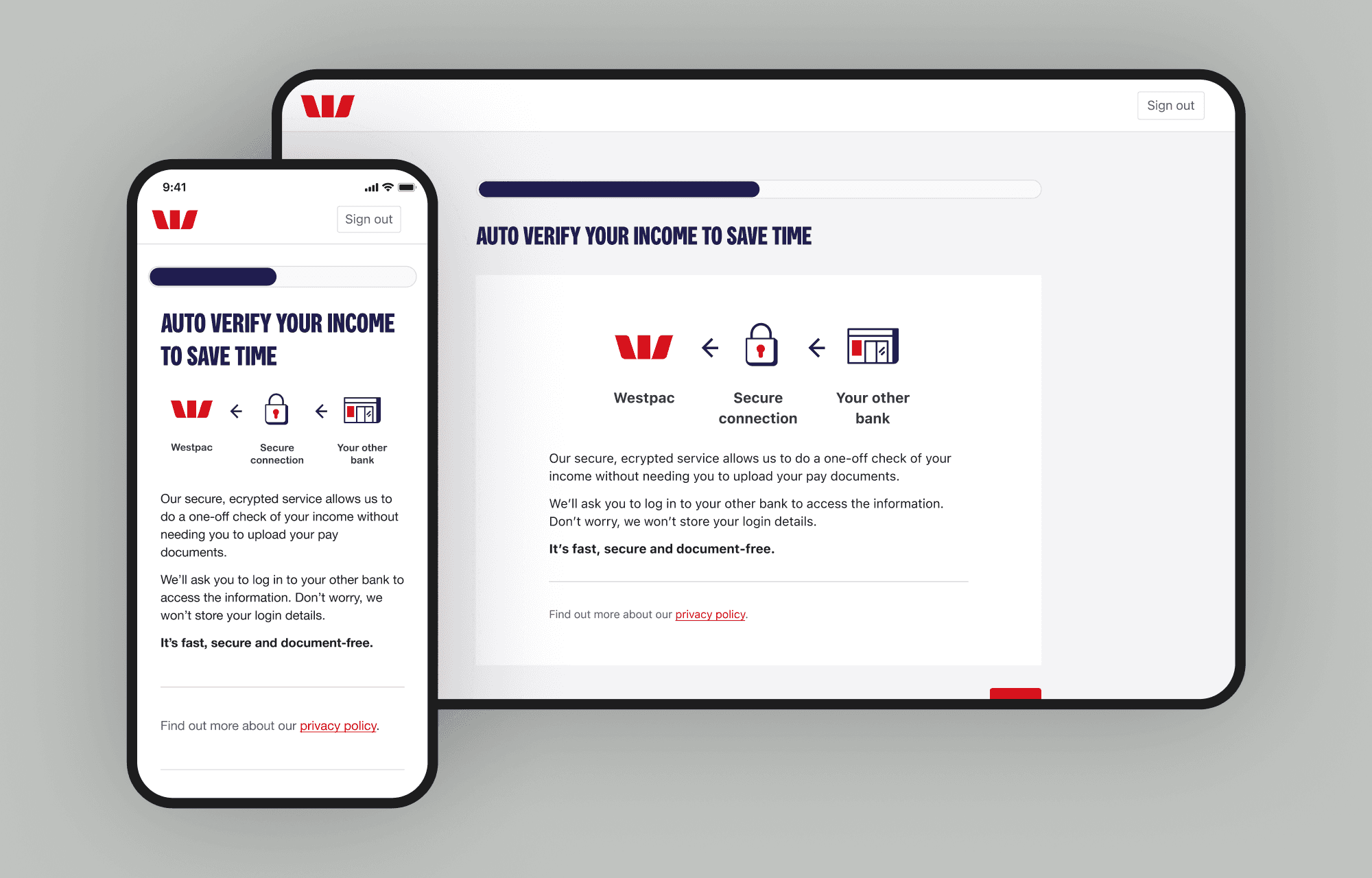 Mobile and desktop onboarding screens