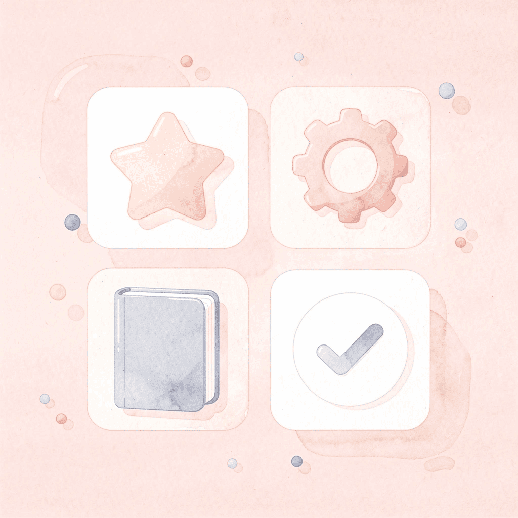 Four icons representing the different positional forms of Arabic letters