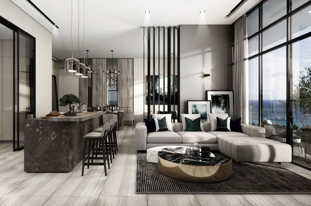 New apartment building Anwa Aria by Omniyat in Dubai, showcasing modern architecture and sleek design.