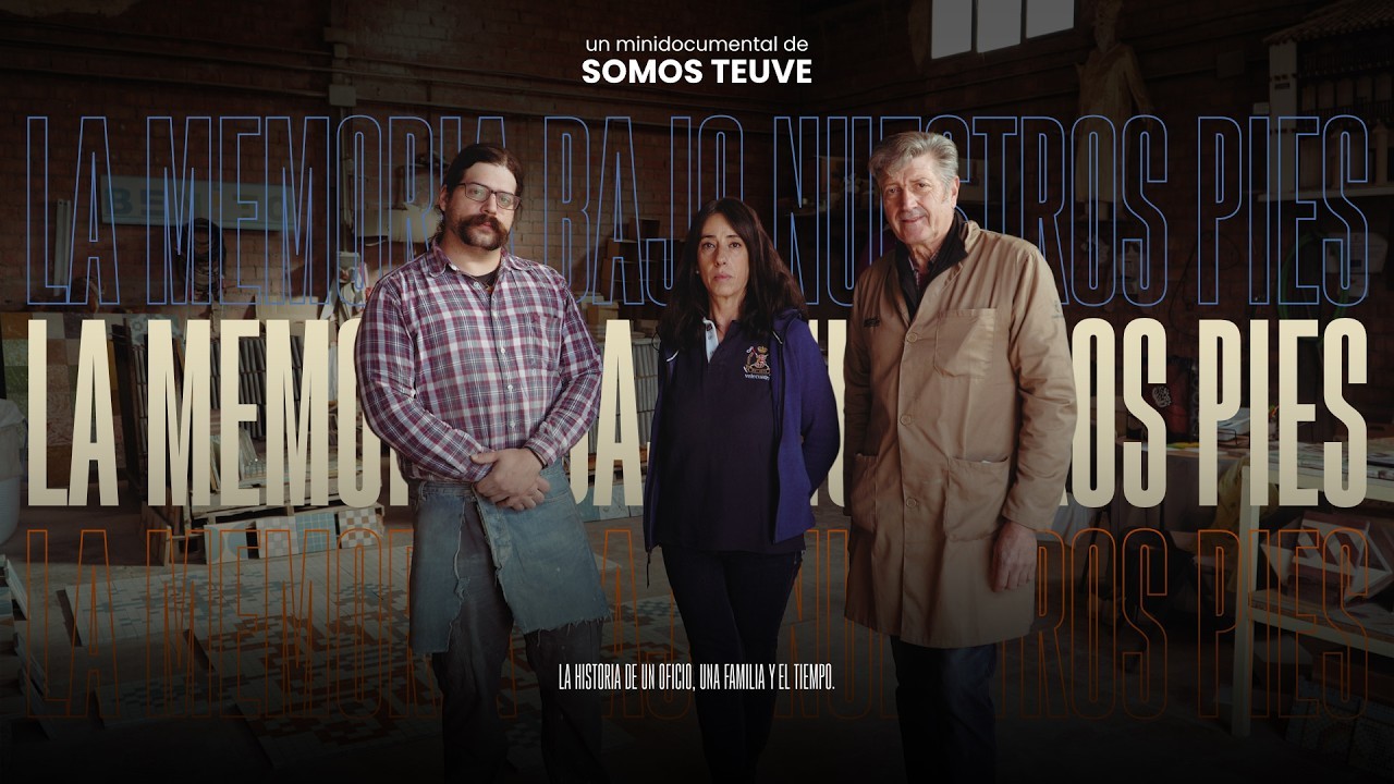 Tres protagonistas del documental sobre el azulejo hidráulico, bajo el título de la pieza