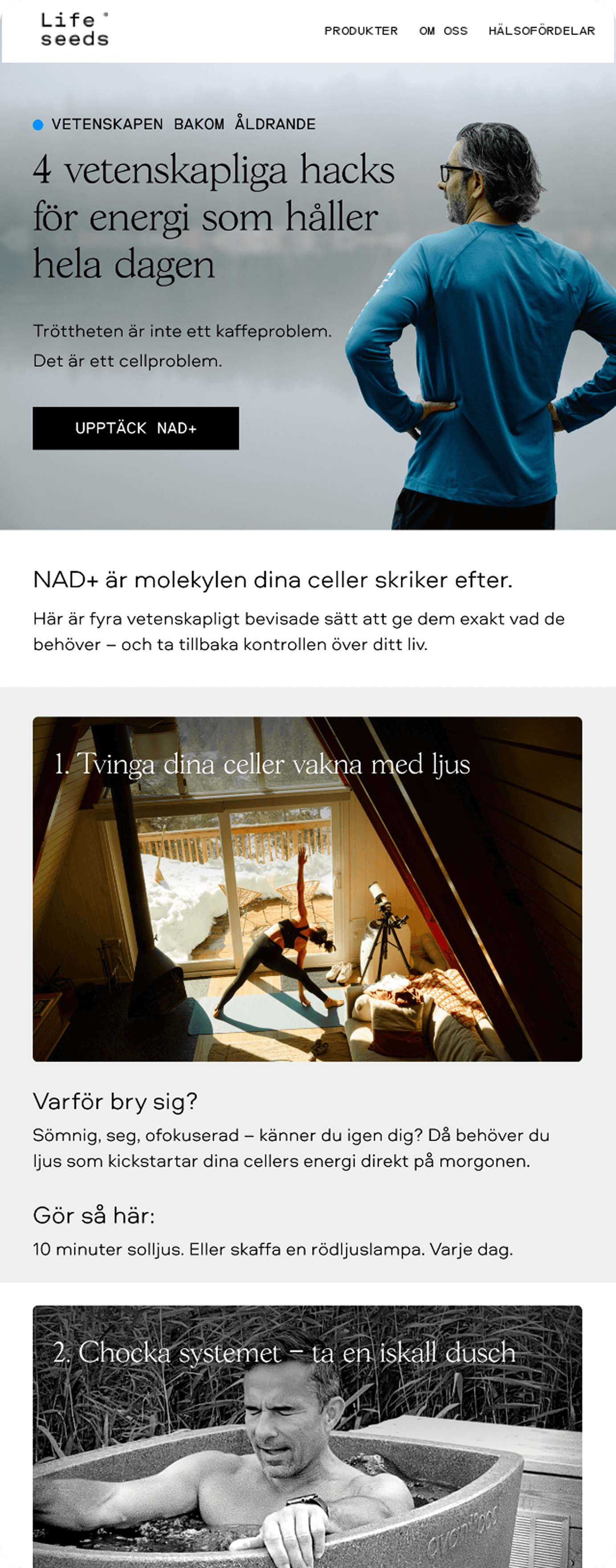 Lifeseeds science hacks email design.