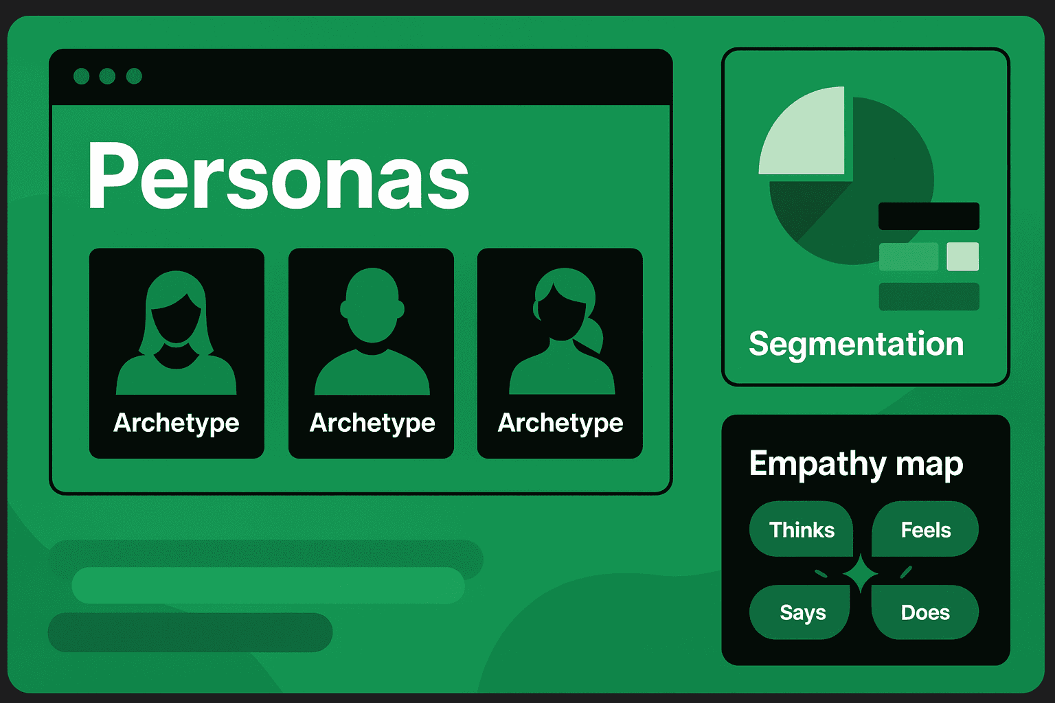 Clean persona model dashboard showing updated archetypes and behavioral segments aligned with a new product direction.