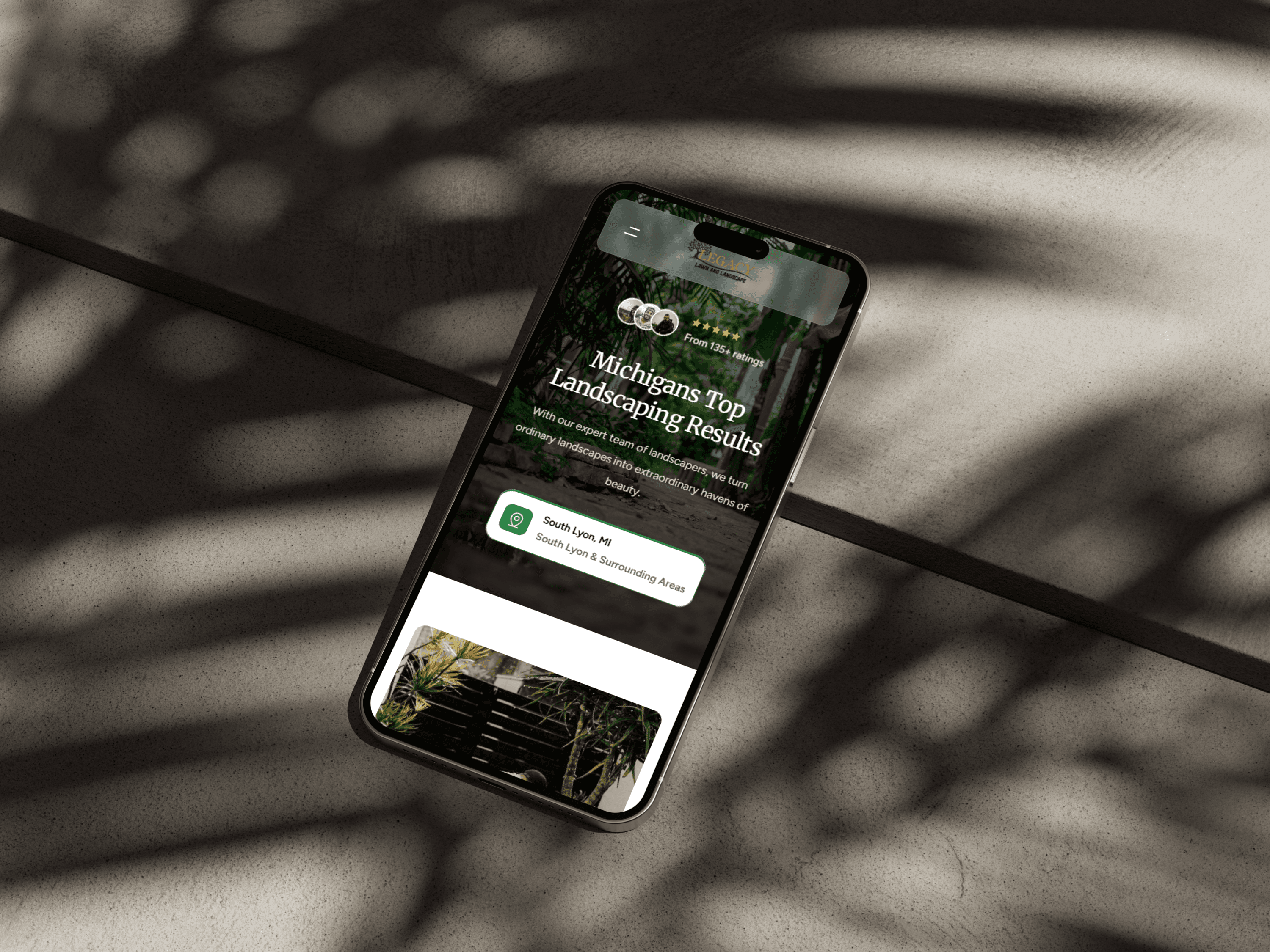 Legacy Lawn & Landscaping Website Preview On Phone