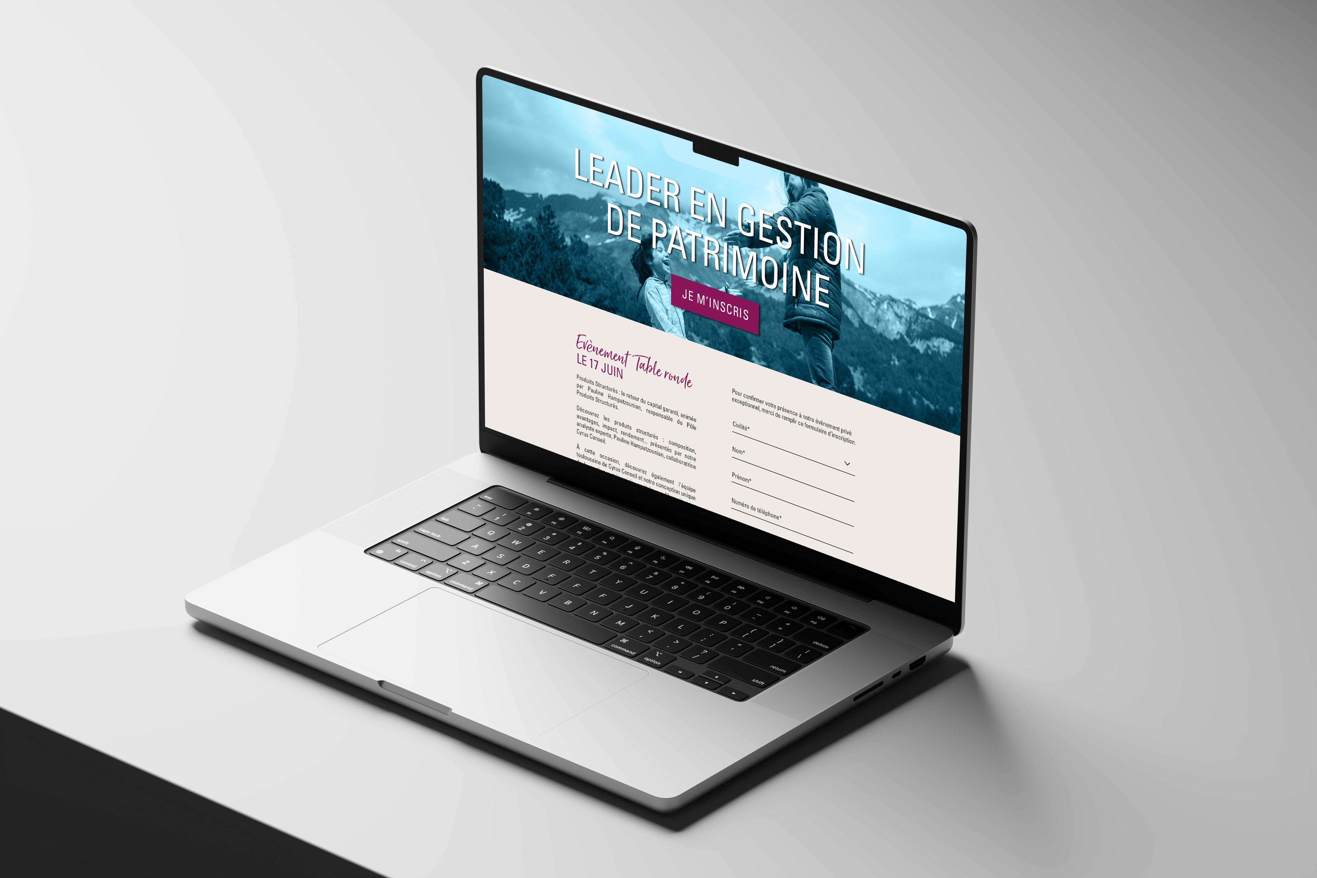 Landing page Cyrus Conseil sur format desktop ordinateur