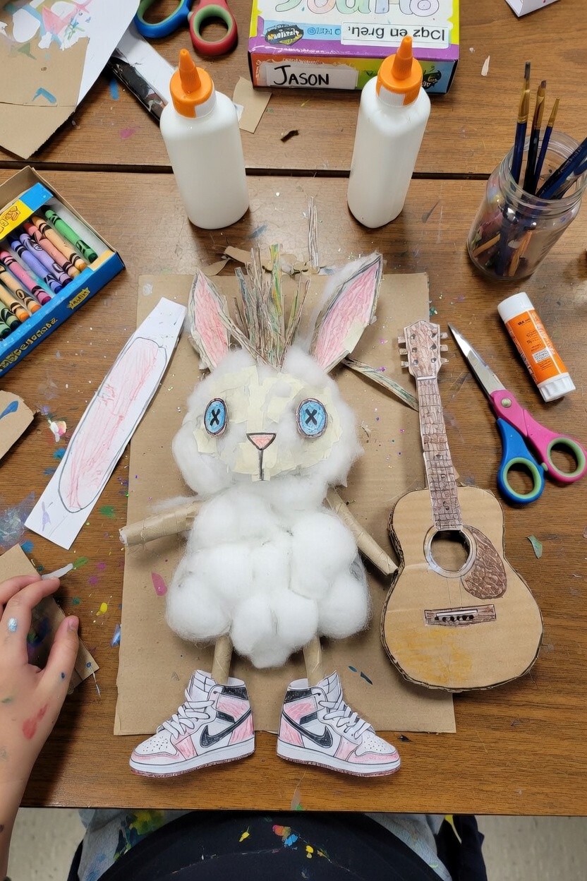 Cotton original drawing by a child