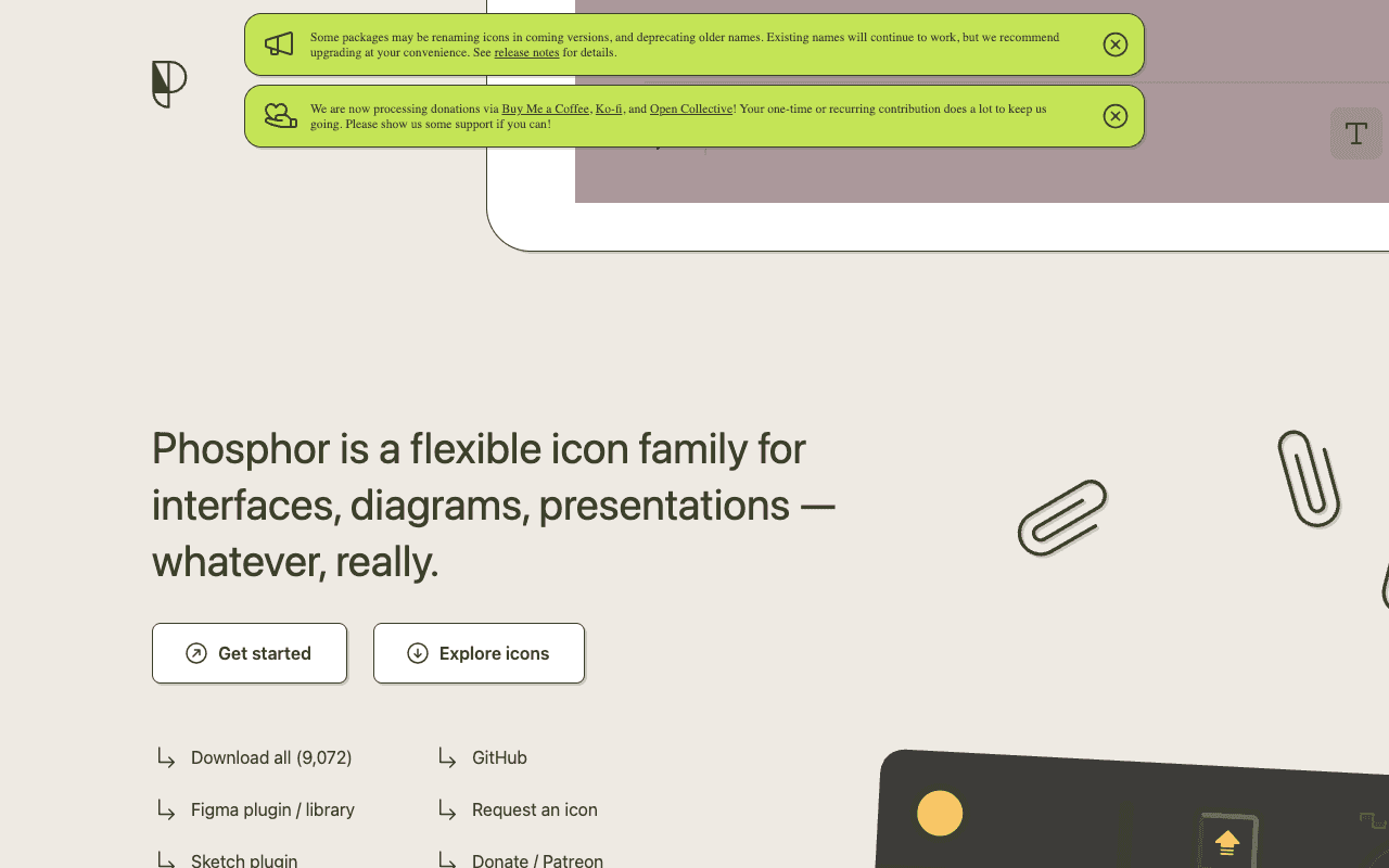 Phosphor Icons екранна снимка