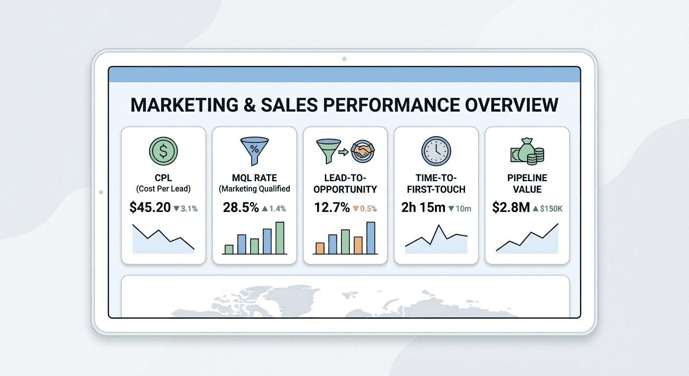 Key event ROI metrics including cost per lead and time to first touch in Habsy Platform