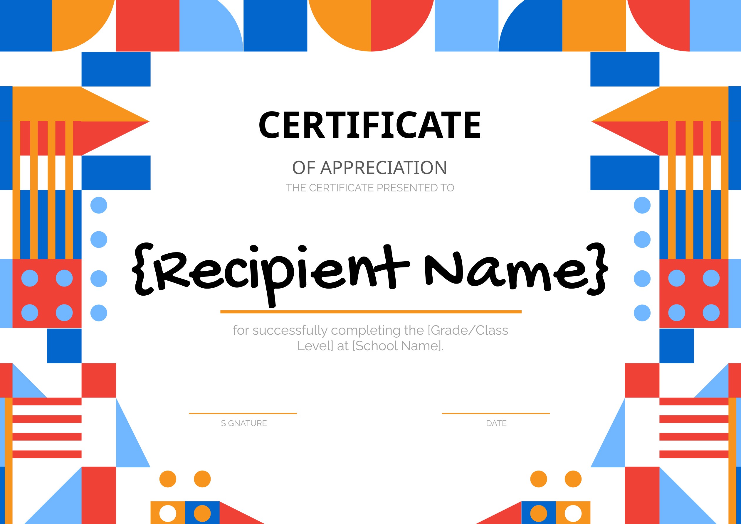 Wauld - Colorful and vibrant school academic certificate template