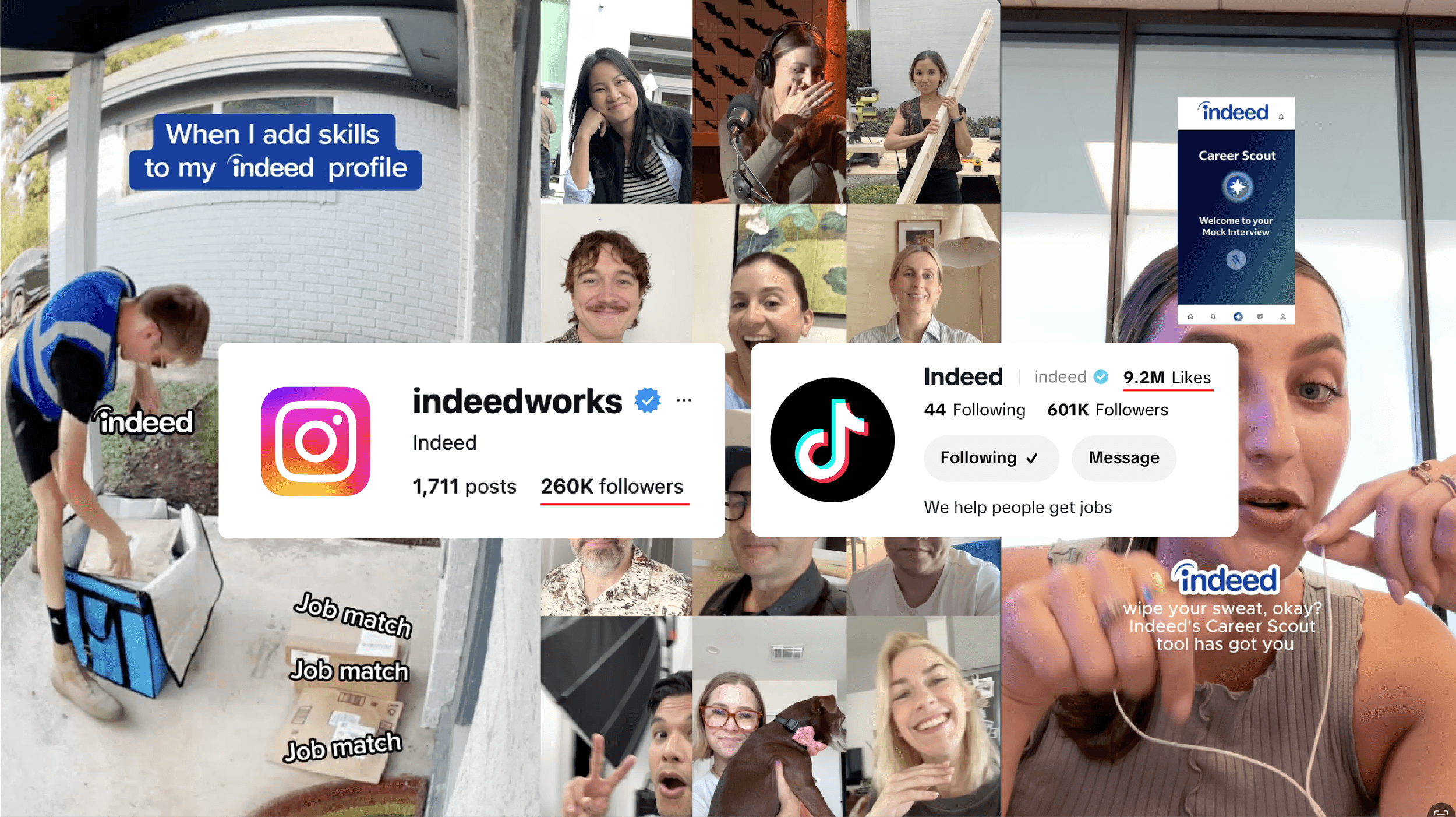 Indeed paid social campaign frames