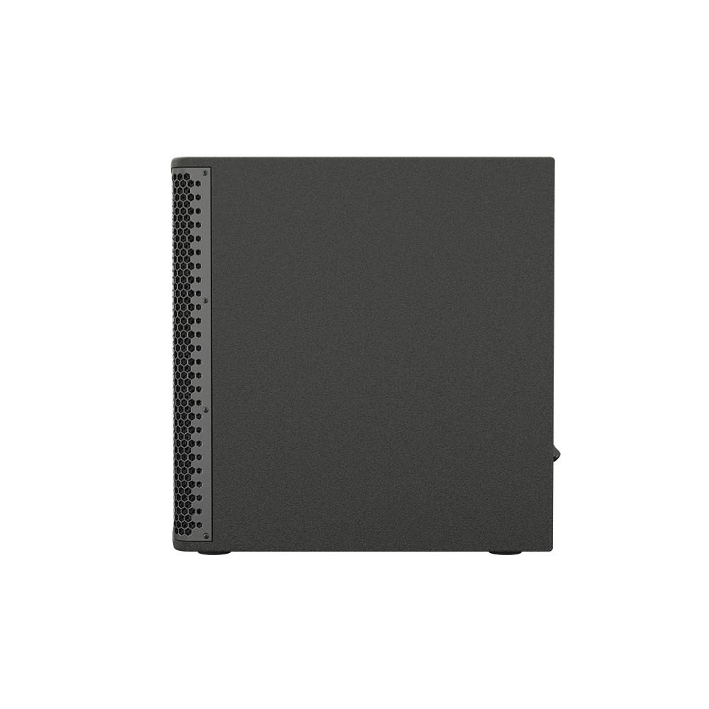 Black speaker cabinet with perforated side