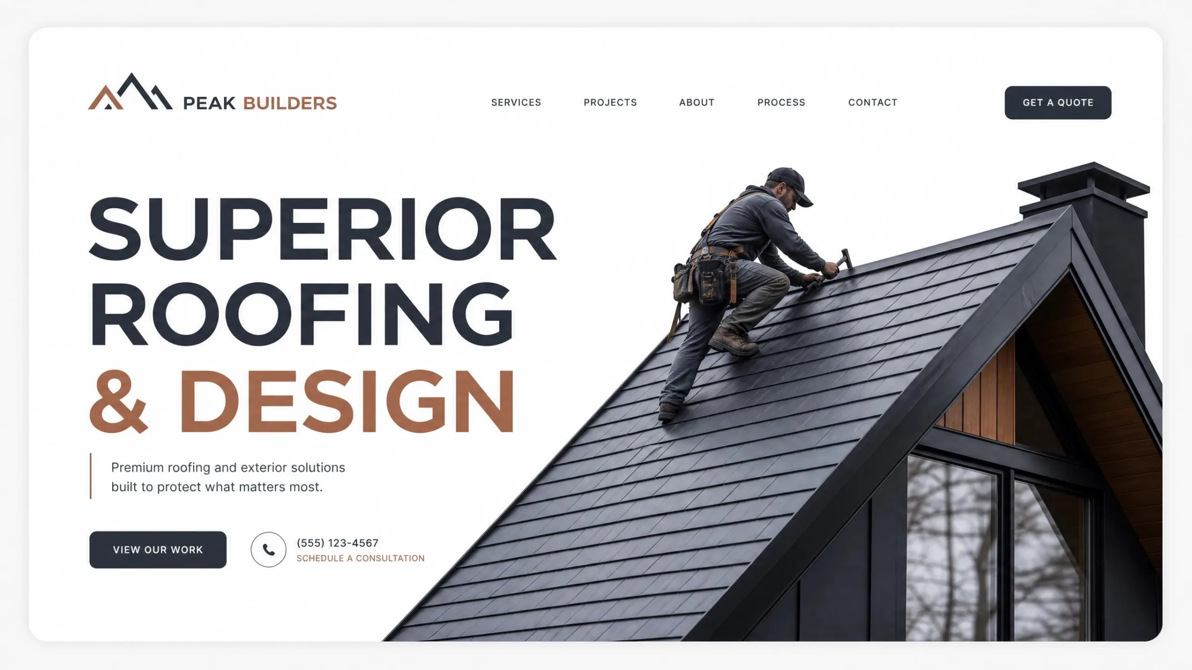 website redesign for construction companies — Mockup of a construction company homepage designed to enhance user experience. for Frummerin Digital