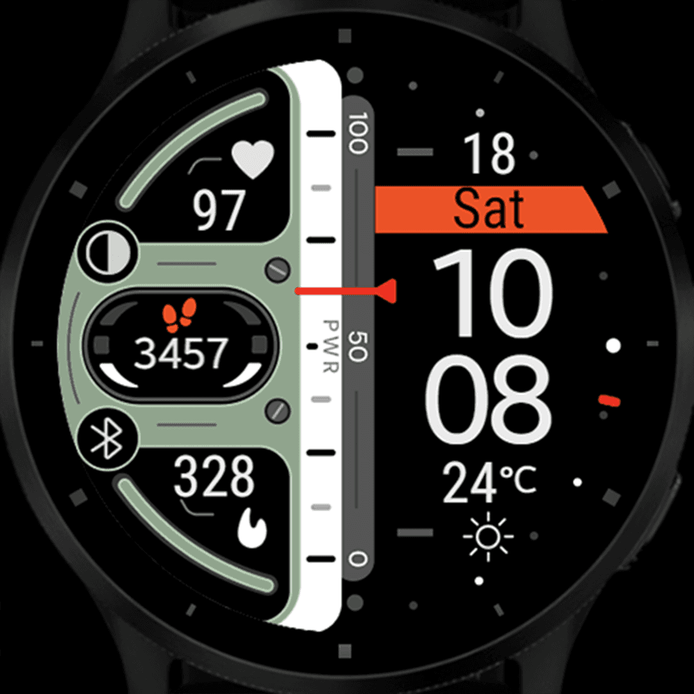 Garmin watch displaying a digital watch face